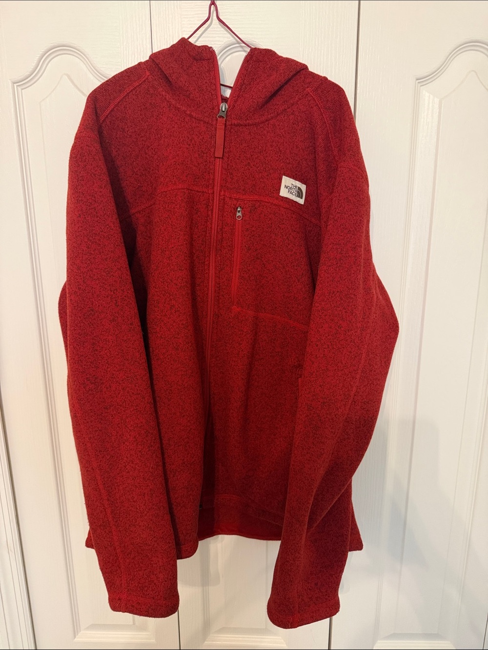 The North Face Deep Red Hooded Full-Zip Fleece Jacket